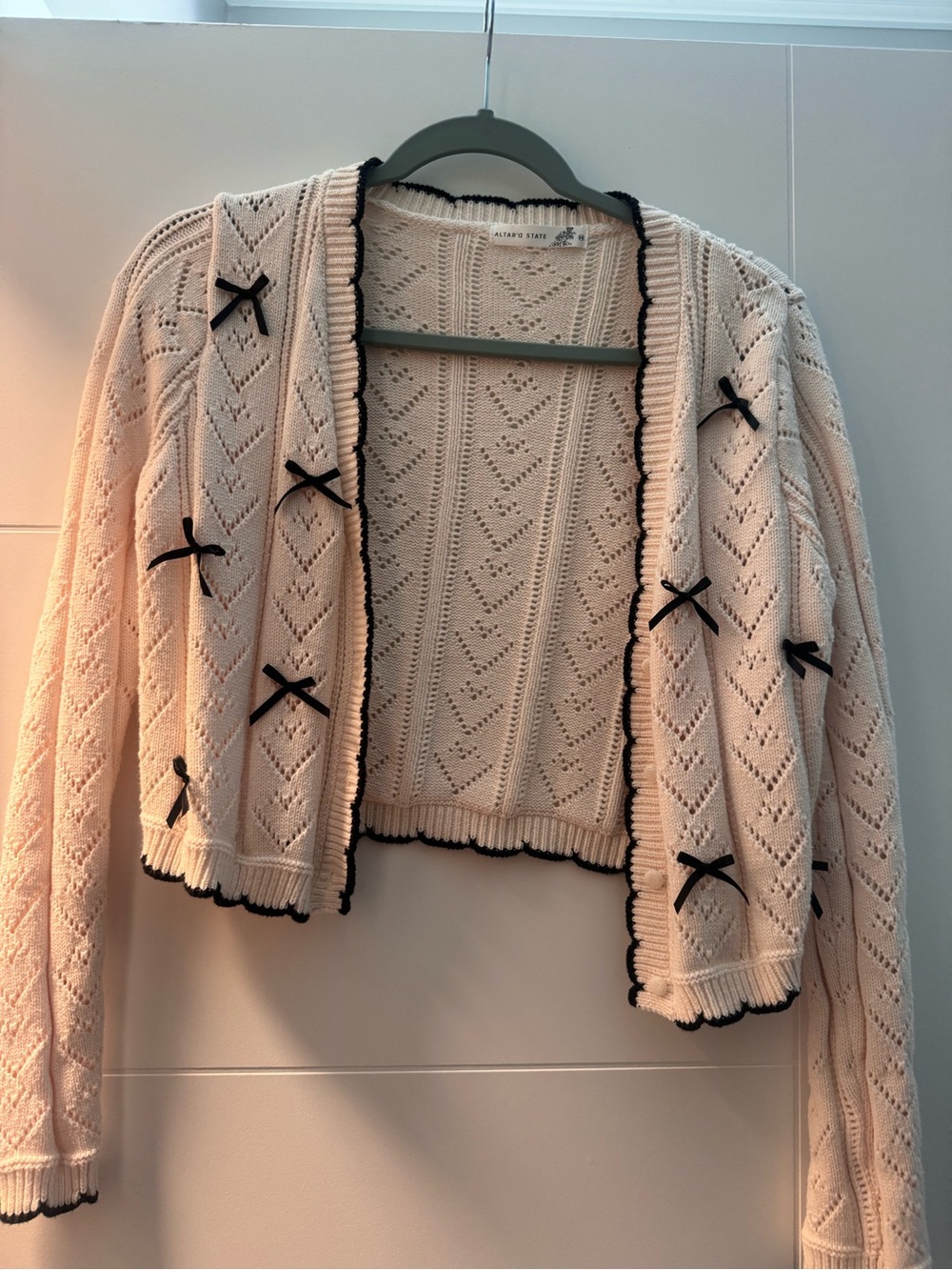 Altar'd State Cece Cream Dainty Bow Cardigan - Picture 4 of 6